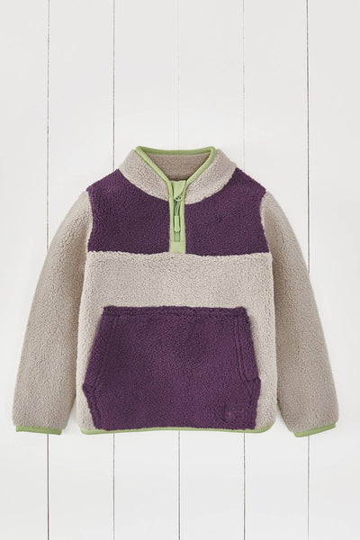 Grass & Air - Amythst Purple & Geothermal Grey Borg Quarter Zip Jumper