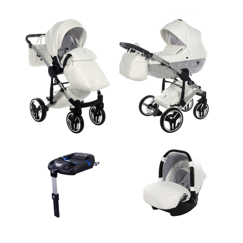 JUNAMA FLUO INDIVIDUAL SATIN WHITE SILVER - 4IN1 (INCLUDES CAR SEAT & ISOFIX BASE)