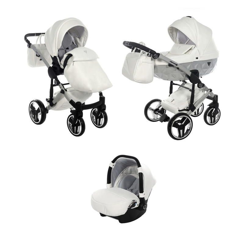 JUNAMA FLUO INDIVIDUAL SATIN WHITE SILVER - 3IN1 (INCLUDES CAR SEAT)