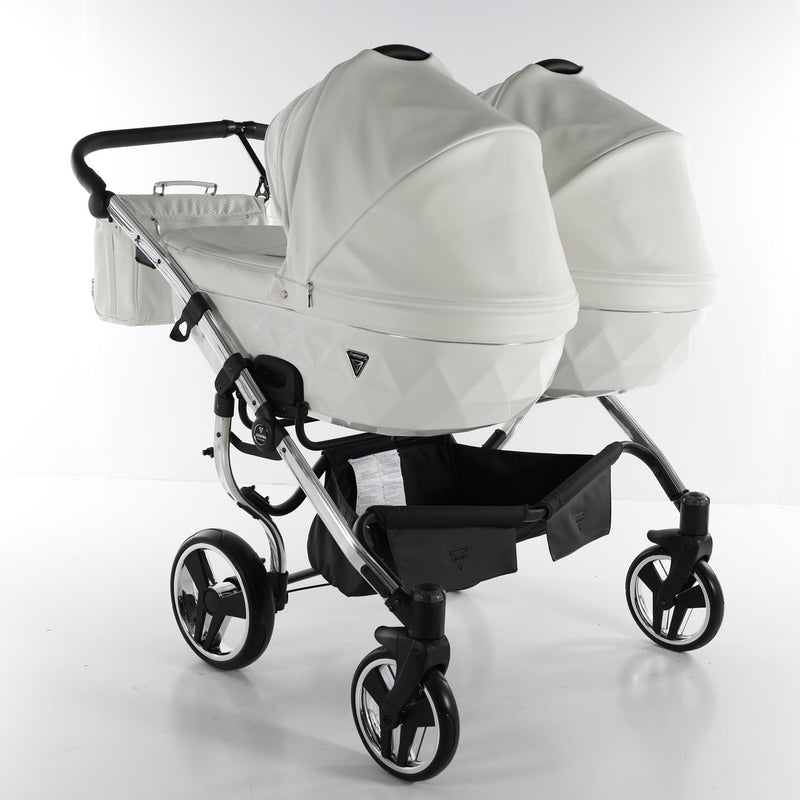 JUNAMA FLUO INDIVIDUAL WHITE SLIVER DUO SLIM - 2IN1 (2 X CARRYCOTS & 2 X SEAT UNITS)