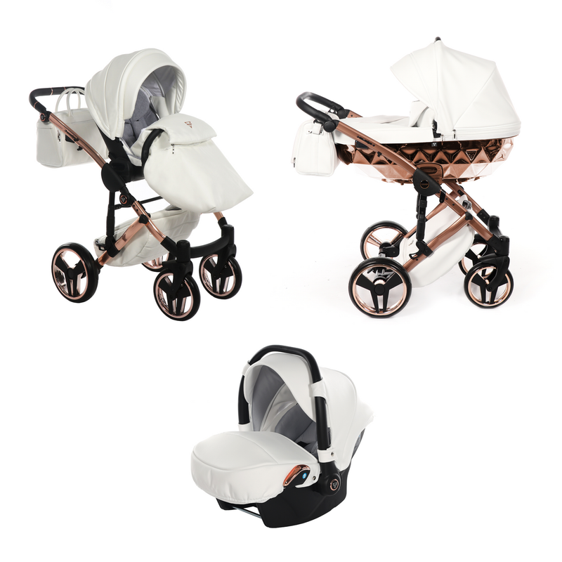 JUNAMA FLUO INDIVIDUAL MIRROR WHITE ROSE GOLD - 3IN1 (INCLUDES CAR SEAT)