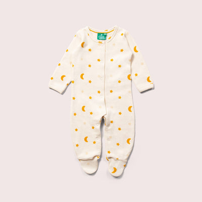 Little Green Radicals - Cream Waffle Stars Organic Babygrow