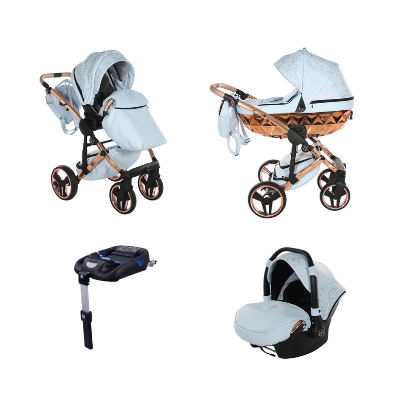 JUNAMA HEART BABY BLUE - 4IN1 (INCLUDES CAR SEAT & ISOFIX BASE)