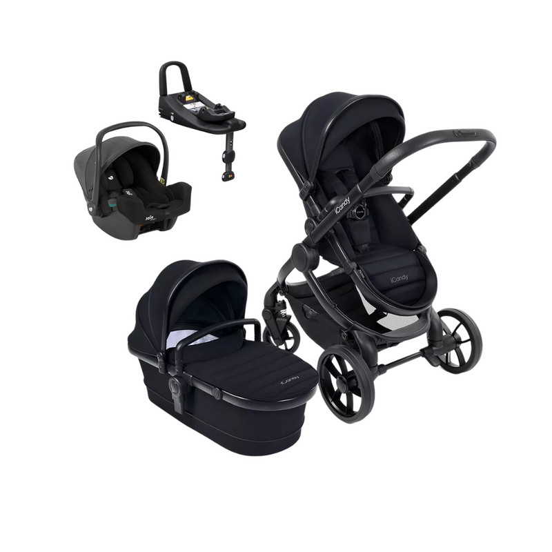 iCandy Peach 7 Pushchair & Carrycot + Joie Snug2 Car Seat & Base - Black