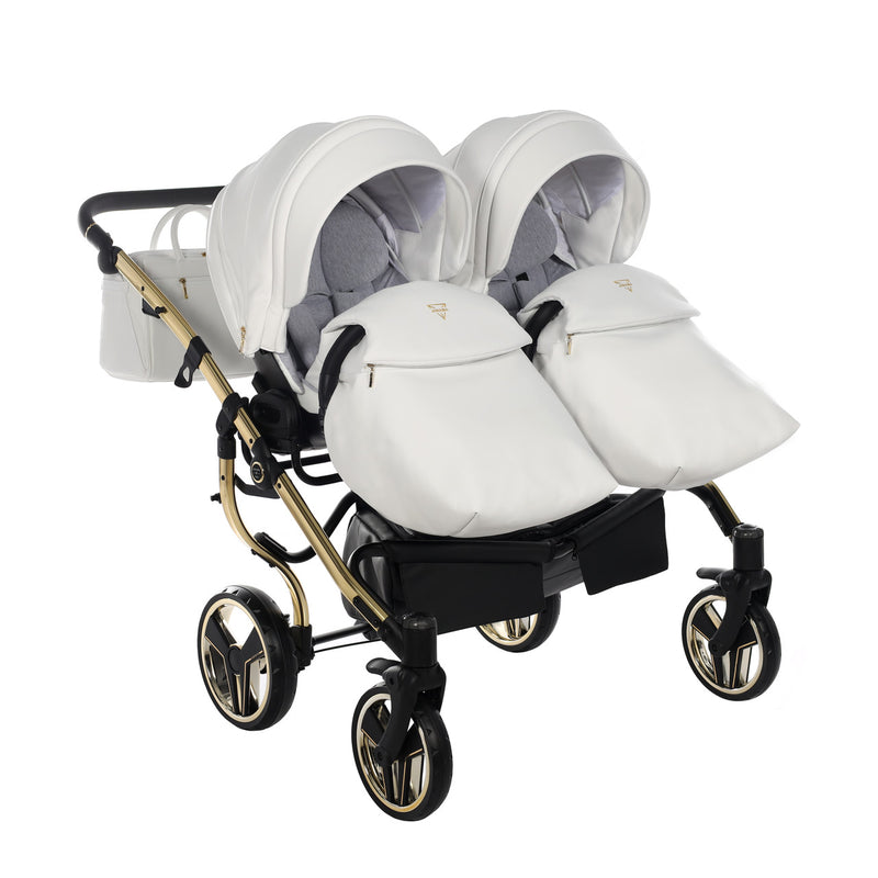 JUNAMA FLUO INDIVIDUAL MIRROR DUO WHITE GOLD - 2IN1 (2 X CARRYCOTS & 2 X SEAT UNITS)