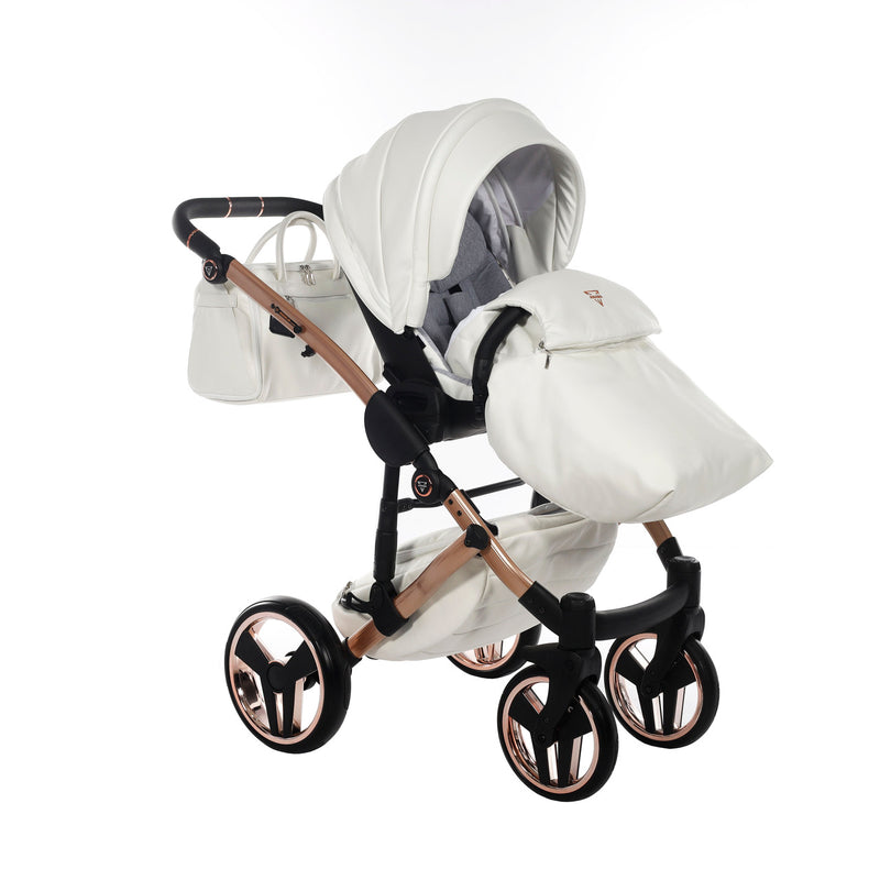 JUNAMA FLUO INDIVIDUAL SATIN WHITE ROSE GOLD - 4IN1 (INCLUDES CAR SEAT & ISOFIX BASE)