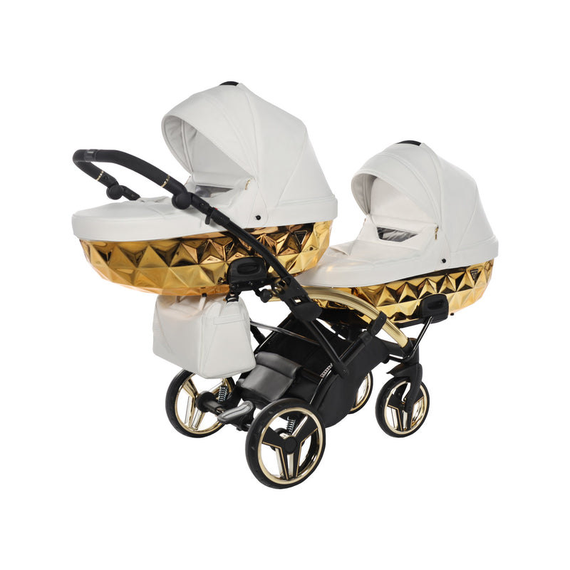 JUNAMA FLUO INDIVIDUAL MIRROR WHITE GOLD DUO SLIM - 4IN1 (INCLUDES 2 X CAR SEAT & 2 X ISOFIX BASE)