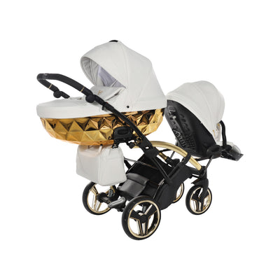 JUNAMA FLUO INDIVIDUAL MIRROR WHITE GOLD DUO SLIM - 4IN1 (INCLUDES 2 X CAR SEAT & 2 X ISOFIX BASE)