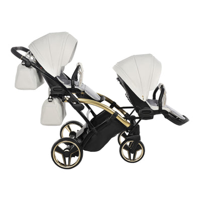 JUNAMA FLUO INDIVIDUAL MIRROR WHITE GOLD DUO SLIM - 2IN1 (2 X CARRYCOTS & 2 X SEAT UNITS)