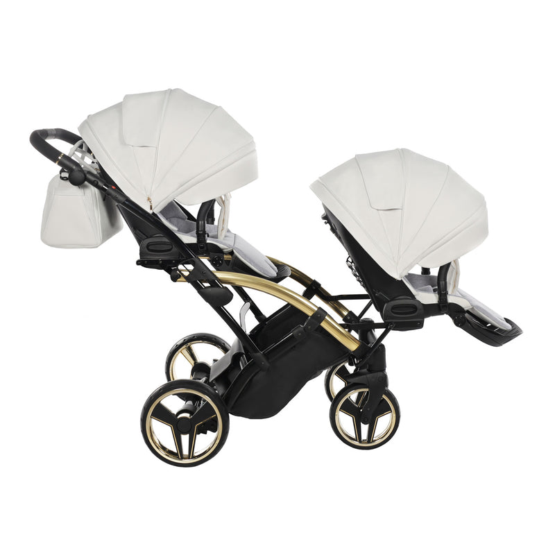 JUNAMA FLUO INDIVIDUAL MIRROR WHITE GOLD DUO SLIM - 2IN1 (2 X CARRYCOTS & 2 X SEAT UNITS)