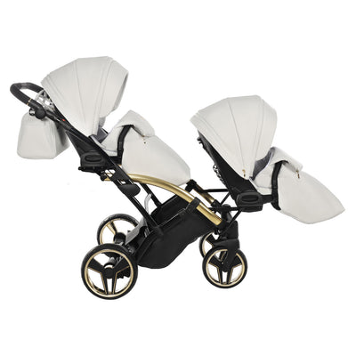 JUNAMA FLUO INDIVIDUAL MIRROR WHITE GOLD DUO SLIM - 2IN1 (2 X CARRYCOTS & 2 X SEAT UNITS)