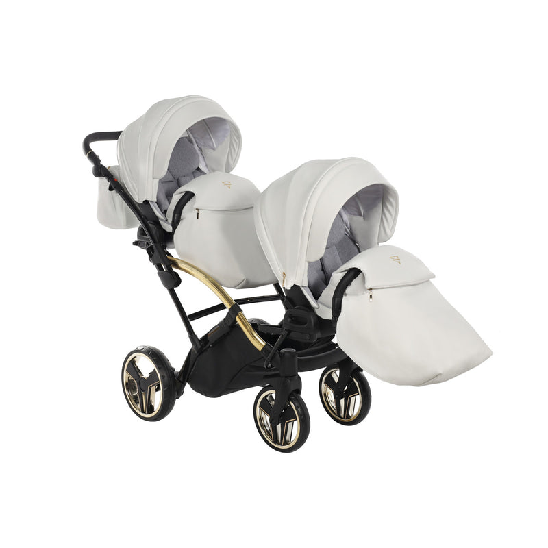 JUNAMA FLUO INDIVIDUAL MIRROR WHITE GOLD DUO SLIM - 2IN1 (2 X CARRYCOTS & 2 X SEAT UNITS)