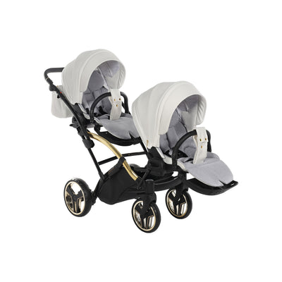 JUNAMA FLUO INDIVIDUAL MIRROR WHITE GOLD DUO SLIM - 2IN1 (2 X CARRYCOTS & 2 X SEAT UNITS)