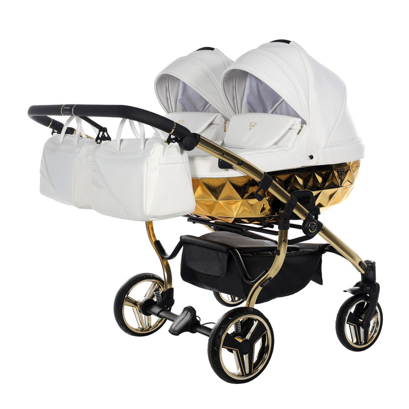 JUNAMA FLUO INDIVIDUAL MIRROR DUO WHITE GOLD - 4IN1 (INCLUDES 2 X CAR SEAT & 2 X ISOFIX BASE)