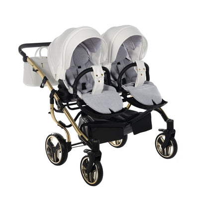 JUNAMA FLUO INDIVIDUAL MIRROR DUO WHITE GOLD - 2IN1 (2 X CARRYCOTS & 2 X SEAT UNITS)