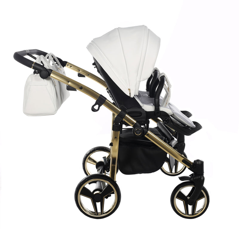 JUNAMA FLUO INDIVIDUAL MIRROR DUO WHITE GOLD - 2IN1 (2 X CARRYCOTS & 2 X SEAT UNITS)