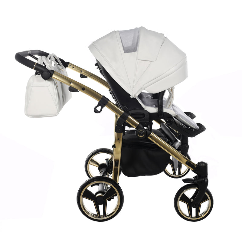 JUNAMA FLUO INDIVIDUAL MIRROR DUO WHITE GOLD - 4IN1 (INCLUDES 2 X CAR SEAT & 2 X ISOFIX BASE)