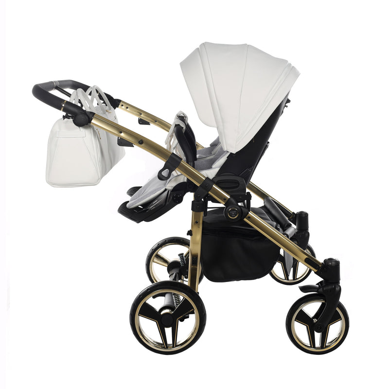 JUNAMA FLUO INDIVIDUAL MIRROR DUO WHITE GOLD - 4IN1 (INCLUDES 2 X CAR SEAT & 2 X ISOFIX BASE)