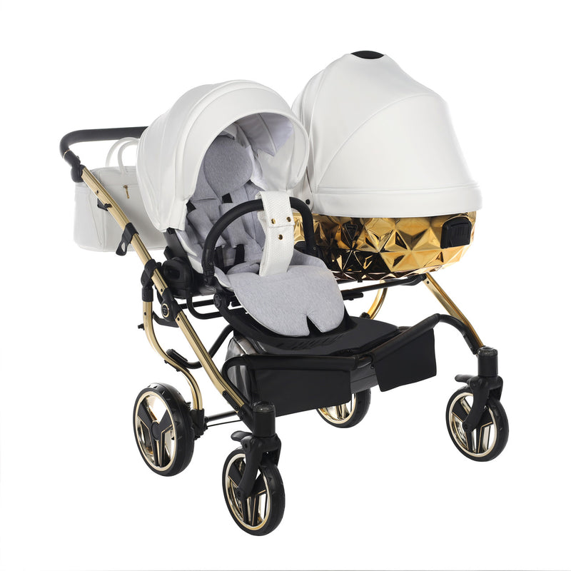 JUNAMA FLUO INDIVIDUAL MIRROR DUO WHITE GOLD - 4IN1 (INCLUDES 2 X CAR SEAT & 2 X ISOFIX BASE)