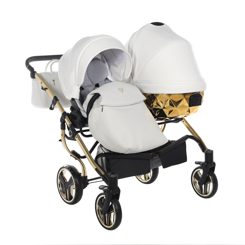 JUNAMA FLUO INDIVIDUAL MIRROR DUO WHITE GOLD - 4IN1 (INCLUDES 2 X CAR SEAT & 2 X ISOFIX BASE)