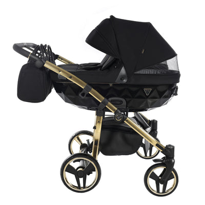 JUNAMA DIAMOND S LINE DUO BLACK GOLD - 2IN1 (2 X CARRYCOTS & 2 X SEAT UNITS)