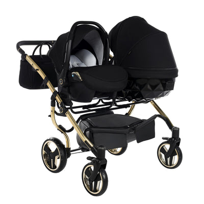 JUNAMA DIAMOND S LINE DUO BLACK GOLD - 2IN1 (2 X CARRYCOTS & 2 X SEAT UNITS)