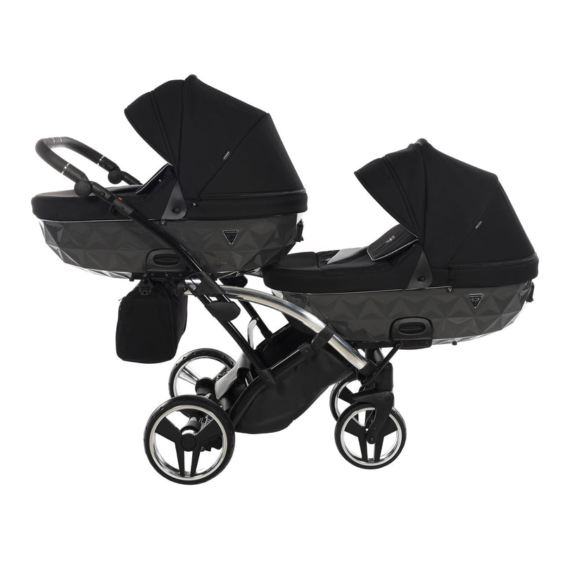 JUNAMA DIAMOND S LINE GREY DUO SLIM - 2IN1 (2 X CARRYCOTS & 2 X SEAT UNITS)