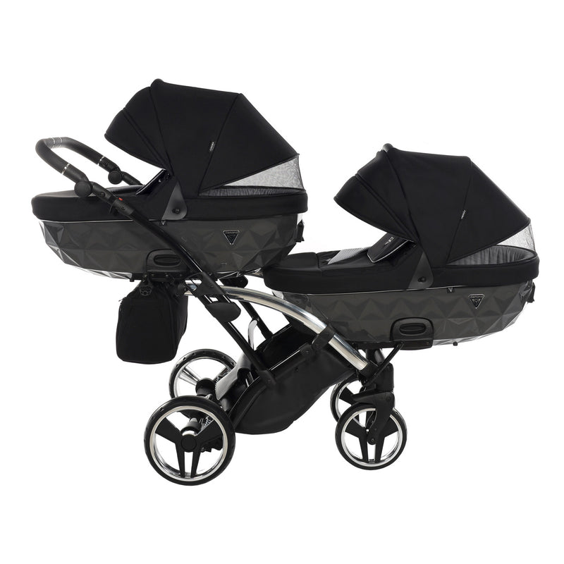 JUNAMA DIAMOND S LINE GREY DUO SLIM - 2IN1 (2 X CARRYCOTS & 2 X SEAT UNITS)