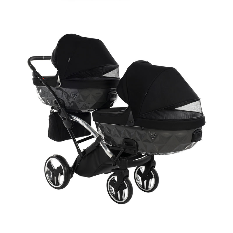 JUNAMA DIAMOND S LINE GREY DUO SLIM - 2IN1 (2 X CARRYCOTS & 2 X SEAT UNITS)