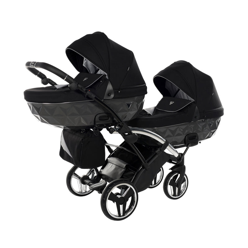 JUNAMA DIAMOND S LINE GREY DUO SLIM - 2IN1 (2 X CARRYCOTS & 2 X SEAT UNITS)