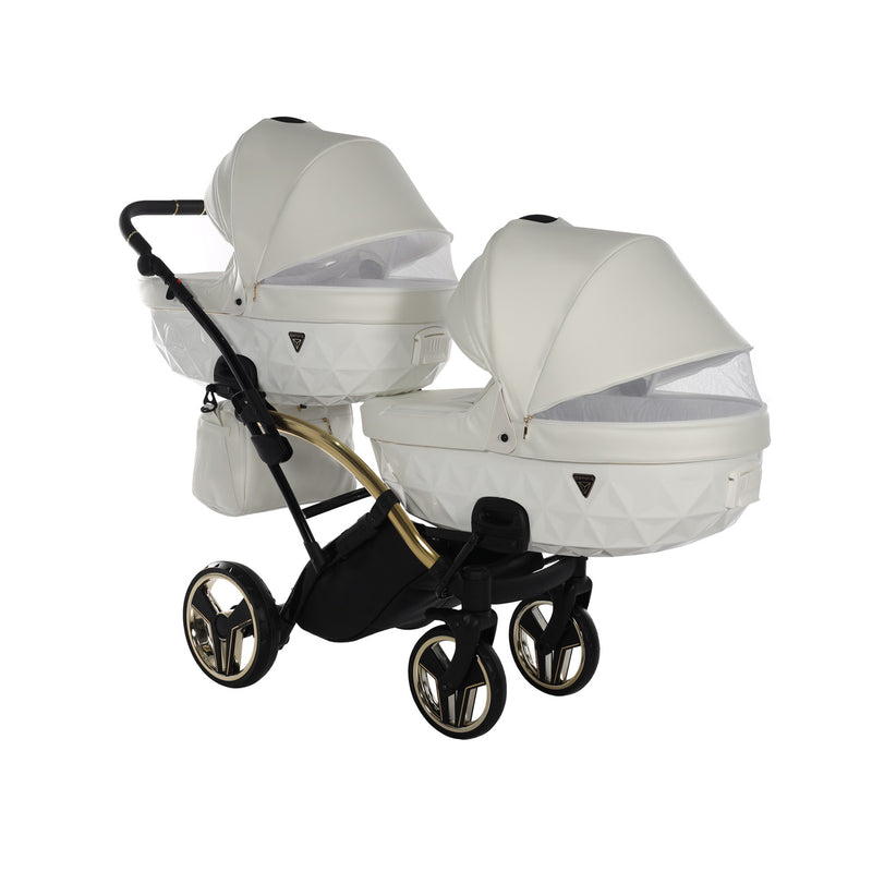 JUNAMA FLUO INDIVIDUAL WHITE GOLD DUO SLIM - 2IN1 (2 X CARRYCOTS & 2 X SEAT UNITS)