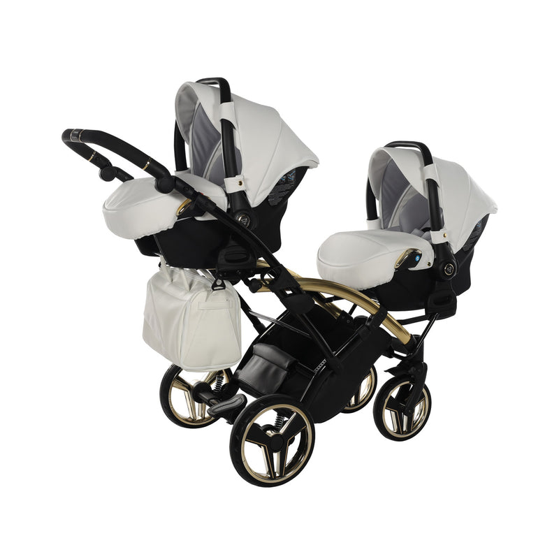 JUNAMA FLUO INDIVIDUAL WHITE GOLD DUO SLIM - 2IN1 (2 X CARRYCOTS & 2 X SEAT UNITS)