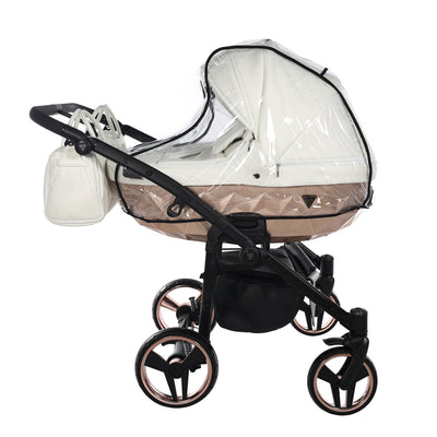 JUNAMA FLUO INDIVIDUAL SATIN DUO WHITE ROSE GOLD - 2IN1 (2 X CARRYCOTS & 2 X SEAT UNITS)