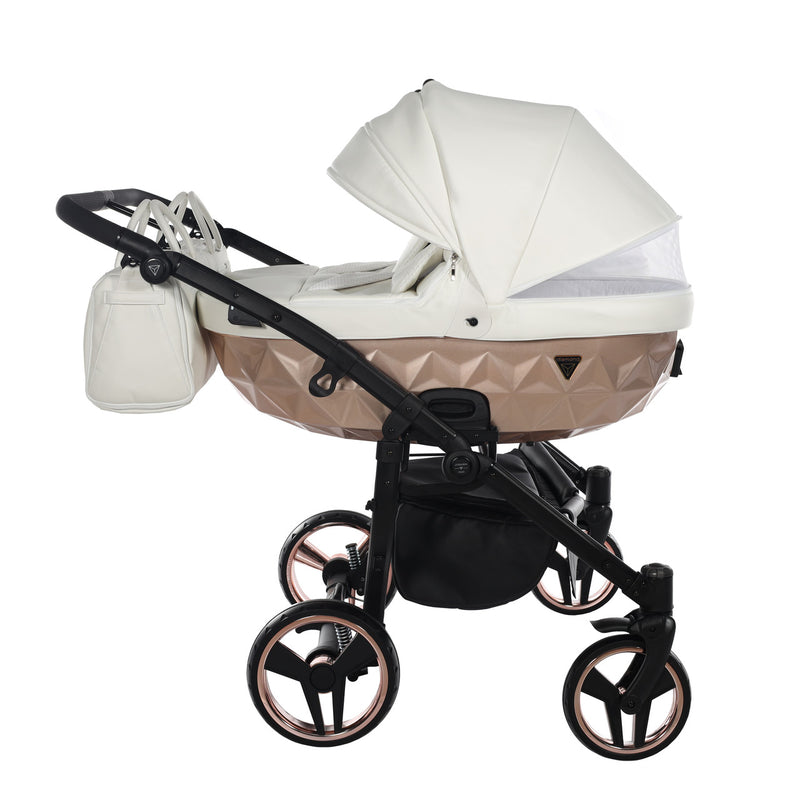 JUNAMA FLUO INDIVIDUAL SATIN DUO WHITE ROSE GOLD - 2IN1 (2 X CARRYCOTS & 2 X SEAT UNITS)