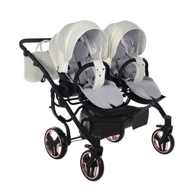 JUNAMA FLUO INDIVIDUAL SATIN DUO WHITE ROSE GOLD - 2IN1 (2 X CARRYCOTS & 2 X SEAT UNITS)