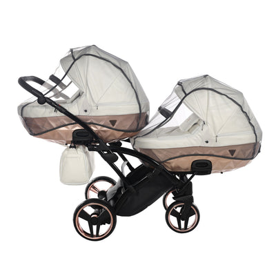 JUNAMA FLUO INDIVIDUAL SATIN ROSE GOLD WHITE DUO SLIM - 2IN1 (2 X CARRYCOTS & 2 X SEAT UNITS)