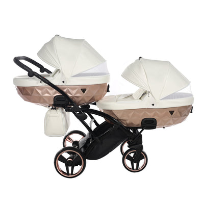 JUNAMA FLUO INDIVIDUAL SATIN ROSE GOLD WHITE DUO SLIM - 3IN1 (INCLUDES 2 X CAR SEAT)