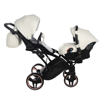 JUNAMA FLUO INDIVIDUAL SATIN ROSE GOLD WHITE DUO SLIM - 2IN1 (2 X CARRYCOTS & 2 X SEAT UNITS)