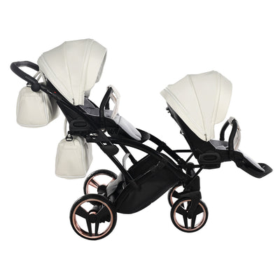 JUNAMA FLUO INDIVIDUAL SATIN ROSE GOLD WHITE DUO SLIM - 2IN1 (2 X CARRYCOTS & 2 X SEAT UNITS)