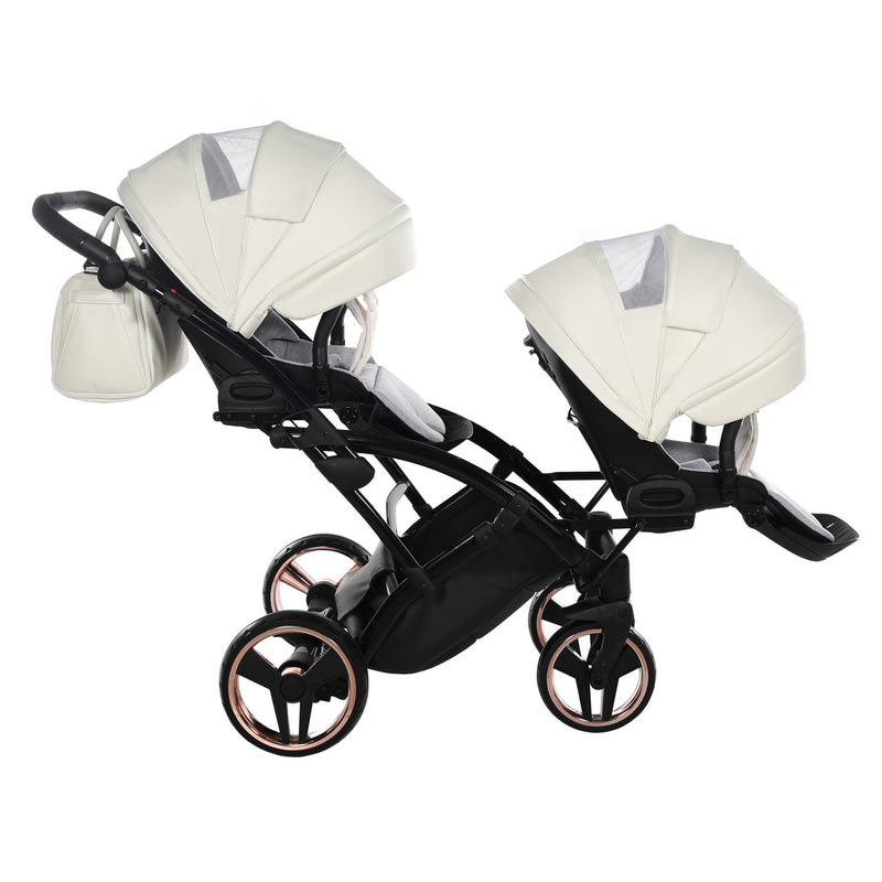 JUNAMA FLUO INDIVIDUAL SATIN ROSE GOLD WHITE DUO SLIM - 2IN1 (2 X CARRYCOTS & 2 X SEAT UNITS)