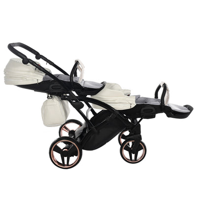 JUNAMA FLUO INDIVIDUAL SATIN ROSE GOLD WHITE DUO SLIM - 2IN1 (2 X CARRYCOTS & 2 X SEAT UNITS)