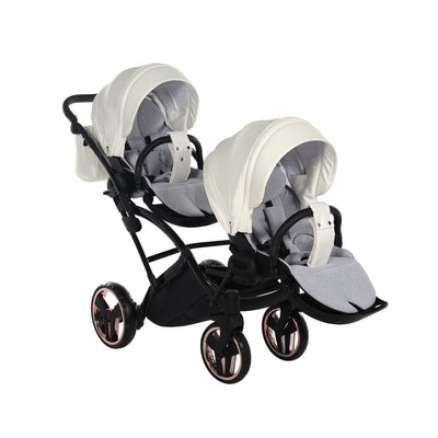 JUNAMA FLUO INDIVIDUAL SATIN ROSE GOLD WHITE DUO SLIM - 2IN1 (2 X CARRYCOTS & 2 X SEAT UNITS)