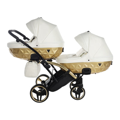 JUNAMA FLUO INDIVIDUAL SATIN WHITE GOLD DUO SLIM - 2IN1 (2 X CARRYCOTS & 2 X SEAT UNITS)