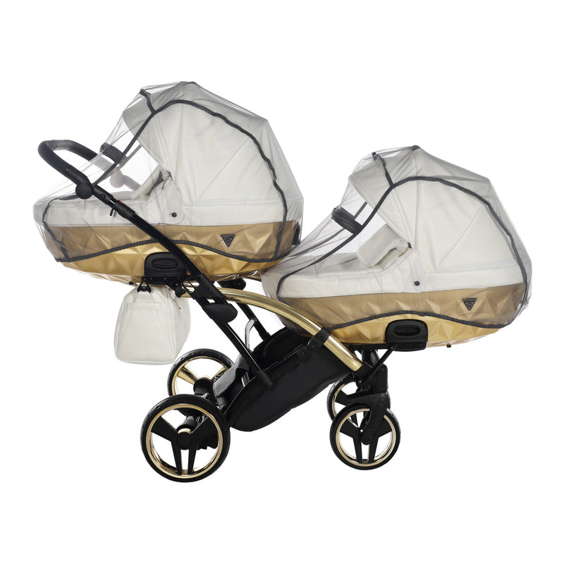 JUNAMA FLUO INDIVIDUAL SATIN WHITE GOLD DUO SLIM - 2IN1 (2 X CARRYCOTS & 2 X SEAT UNITS)