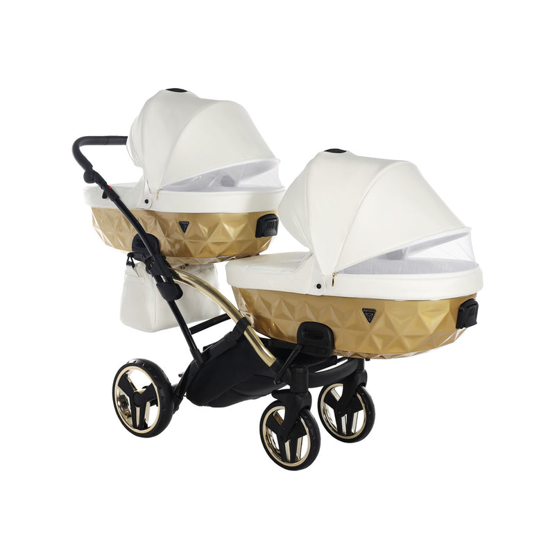 JUNAMA FLUO INDIVIDUAL SATIN WHITE GOLD DUO SLIM - 2IN1 (2 X CARRYCOTS & 2 X SEAT UNITS)