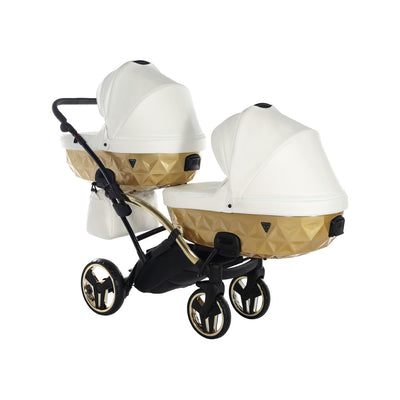 JUNAMA FLUO INDIVIDUAL SATIN WHITE GOLD DUO SLIM - 2IN1 (2 X CARRYCOTS & 2 X SEAT UNITS)