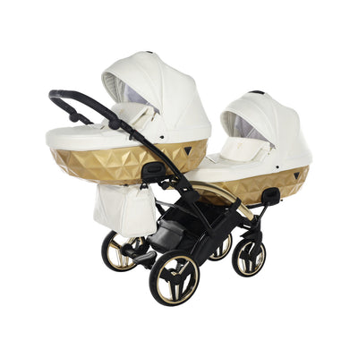 JUNAMA FLUO INDIVIDUAL SATIN WHITE GOLD DUO SLIM - 2IN1 (2 X CARRYCOTS & 2 X SEAT UNITS)