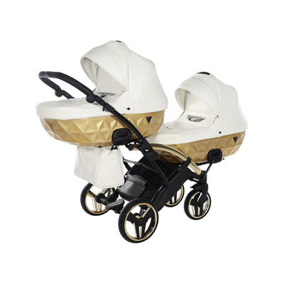 JUNAMA FLUO INDIVIDUAL SATIN WHITE GOLD DUO SLIM - 2IN1 (2 X CARRYCOTS & 2 X SEAT UNITS)