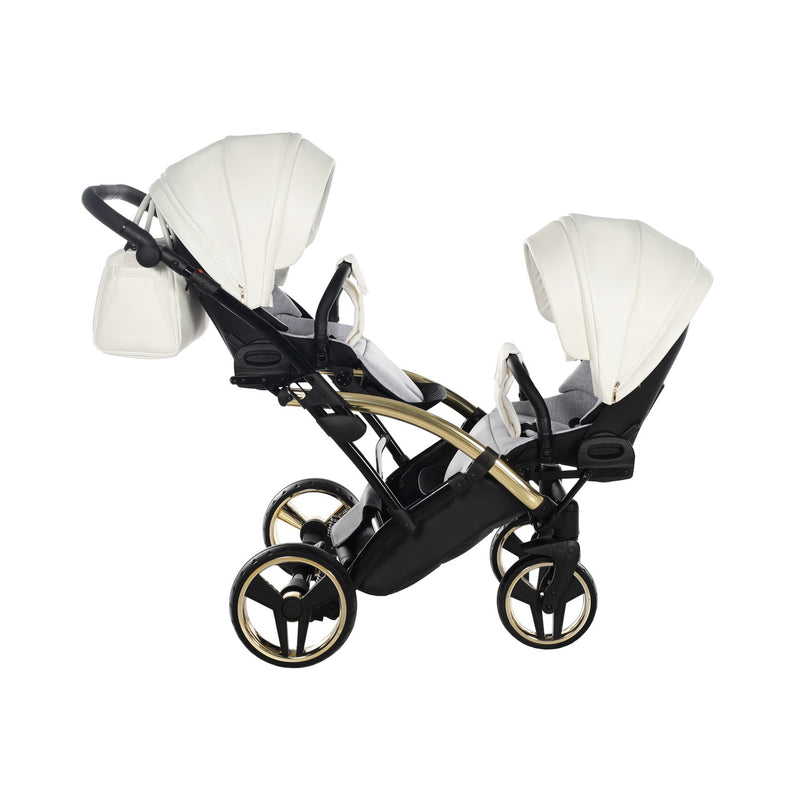 JUNAMA FLUO INDIVIDUAL SATIN WHITE GOLD DUO SLIM - 2IN1 (2 X CARRYCOTS & 2 X SEAT UNITS)