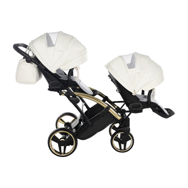 JUNAMA FLUO INDIVIDUAL SATIN WHITE GOLD DUO SLIM - 2IN1 (2 X CARRYCOTS & 2 X SEAT UNITS)